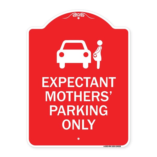 Signmission Expectant Mothers Parking W/ Graphic, Red & White Aluminum Sign, 24" L, 18" H, RW-1824-24028 A-DES-RW-1824-24028 - main